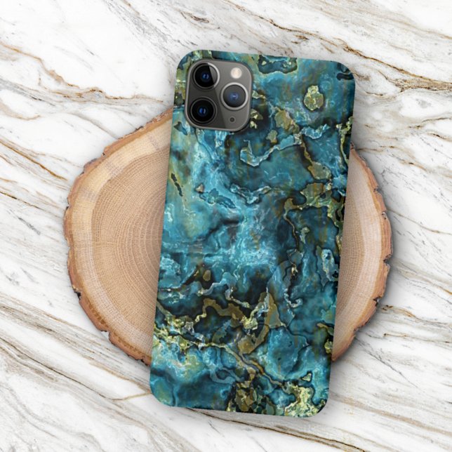 Teal Turkvoise Faux Guld Minerals Agate Mönster (Skapare uppladdad)