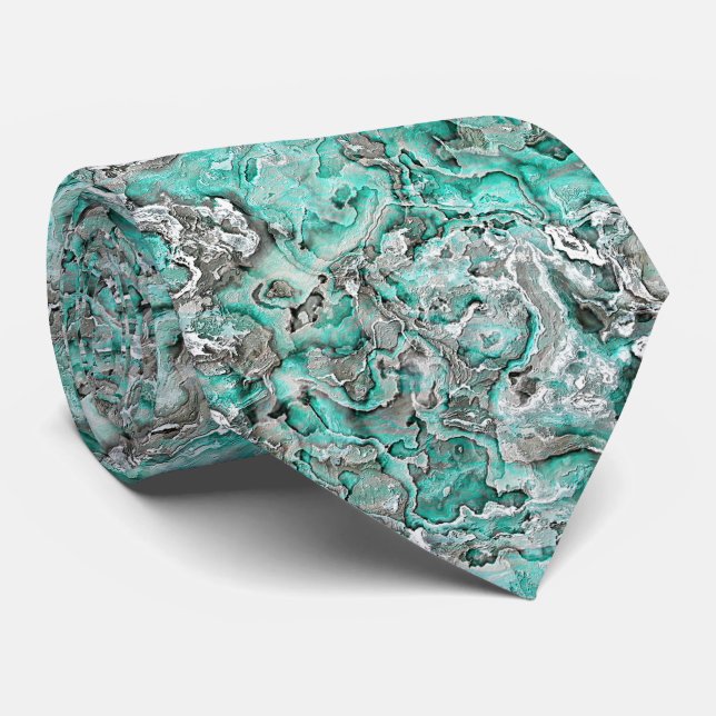 Teal Turkvoise Faux Silver Minerals Agate Mönster Slips (Rullad)