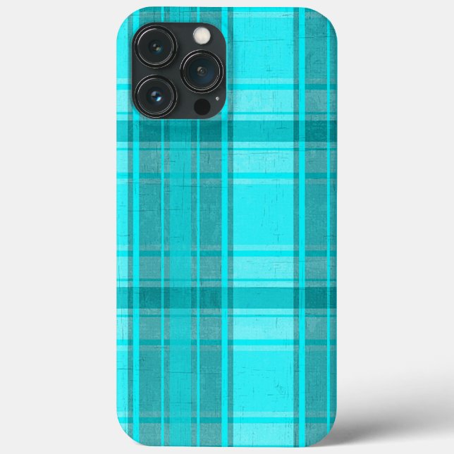 Teal Turkvoise Faux Textile Tartan Play Mönster (Baksida)