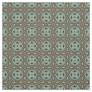 Teal Turkvoise Ochre Retro Nouveau Deco Mönster Tyg