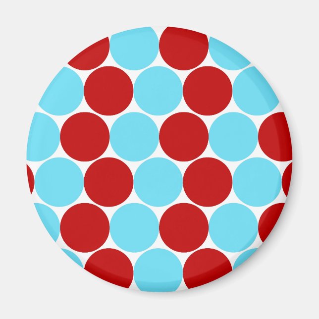 Teal Turkvoise Red Big Polka dots Mönster Gifts Magnet (Framsidan)