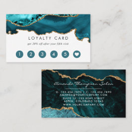 Teal - Turquise och Guld Agate Lojalitetskort