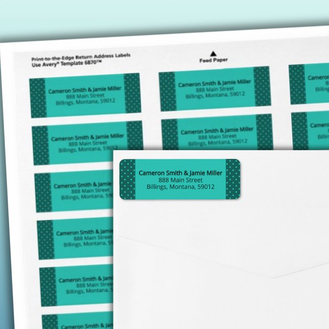 Teal Turquoise Prickiga Punkter Returadress Etikett (Teal Turquoise Polka Dots Return Address Label)