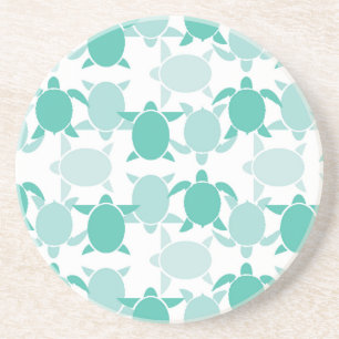 Teal Turtle Mönster Underlägg Sandsten