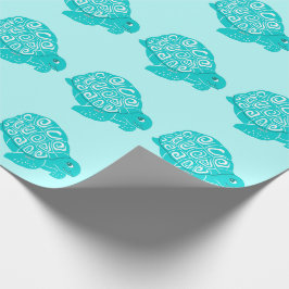 Teal Turtles Mönster Aqua Wrapping Papprare Presentpapper