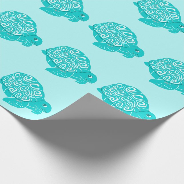 Teal Turtles Mönster Aqua Wrapping Papprare Presentpapper (Hörn)