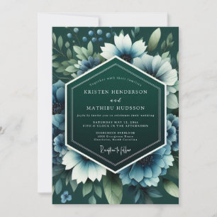 Teal Twilight Anemone Bröllop Inbjudningar
