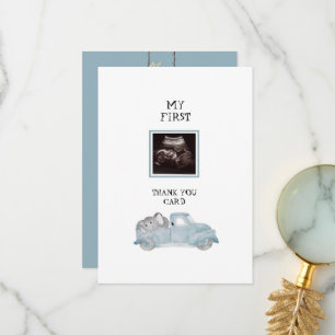 Teal Ultrasound Lastbil Funny Baby Tack Kort