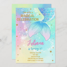 Teal under havets Sjöjungfru Svan födelsedag Inbju Inbjudningar