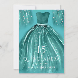 Teal under Sea Sjöjungfru Dress Quinceanera Inbjudningar