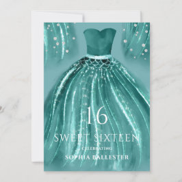 Teal under Sea Sjöjungfru Dress Sweet 16 Party Inbjudningar