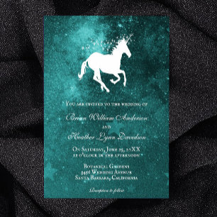 Teal Unicorn bröllopsinbjudan Inbjudningar