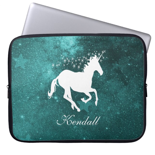 Teal Unicorn Personlig Laptop sleeve (Framsidan)