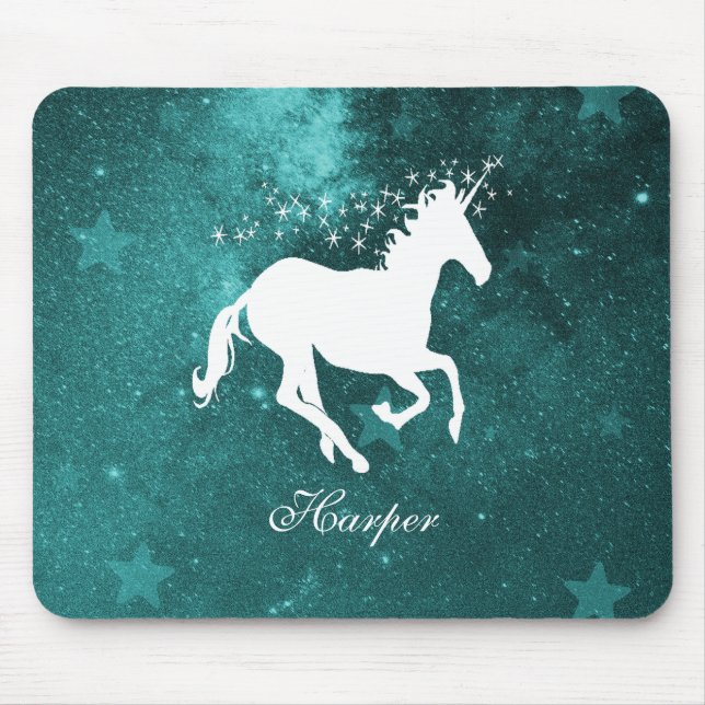 Teal Unicorn Personlig Mouse Pad Musmatta (Framsidan)