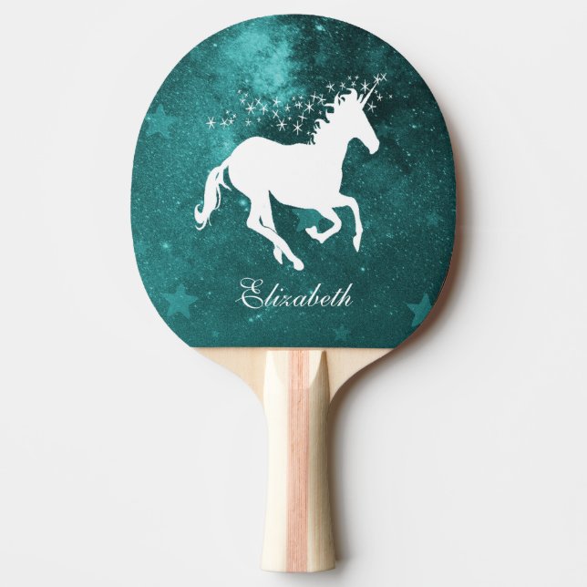 Teal Unicorn Personlig Ping Pong Paddle Pingisracket (Framsidan)
