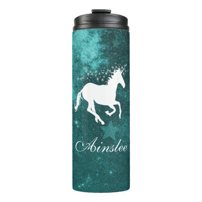 Teal Unicorn Personlig Thermal Tumbler (Framsida)
