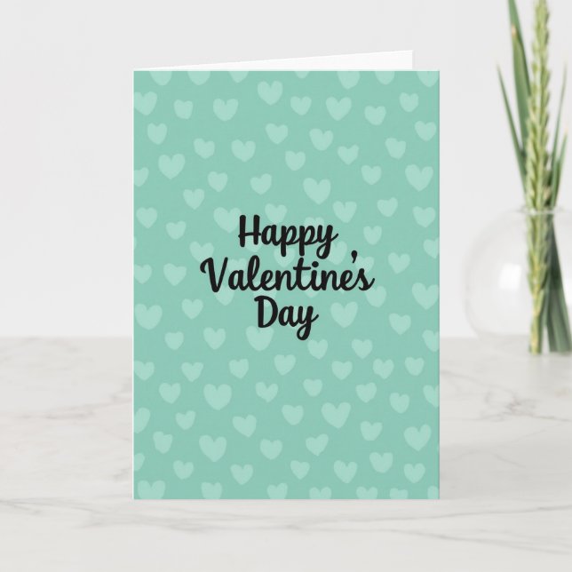 Teal Valentines Day Card Kort (Framsida)