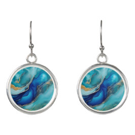 Teal Vatten: An Oceanic Abstraction Earrings Örhängen