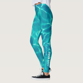 Teal Vatten, Personalize White Text eller Namn Leggings
