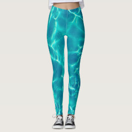 Teal Vatten, Personalize White Text eller Namn Leggings