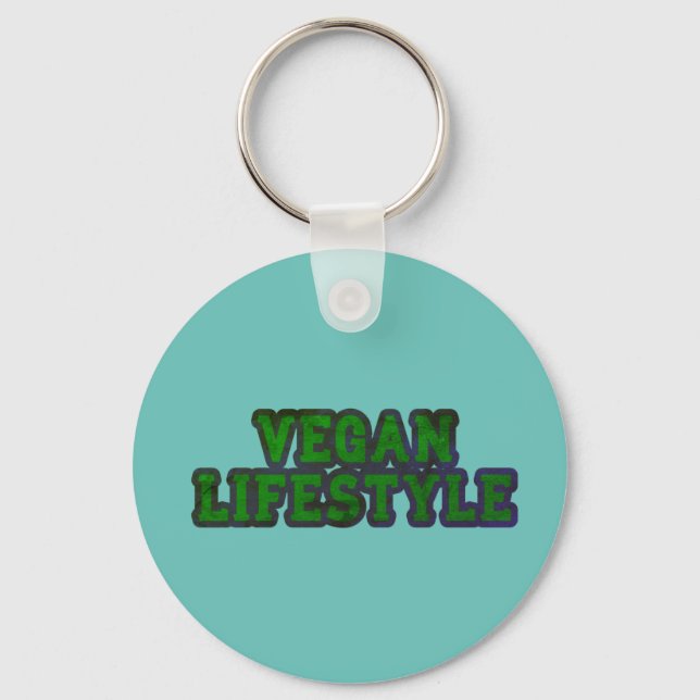 Teal Vegan Lifestyle Keychain Nyckelring (Framsida)