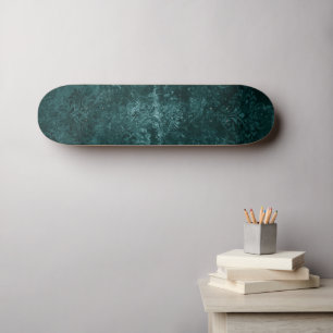 Teal Velvet Damask Mörk grönt Blommigt för Grung Mini Skateboard Bräda 18,5 Cm