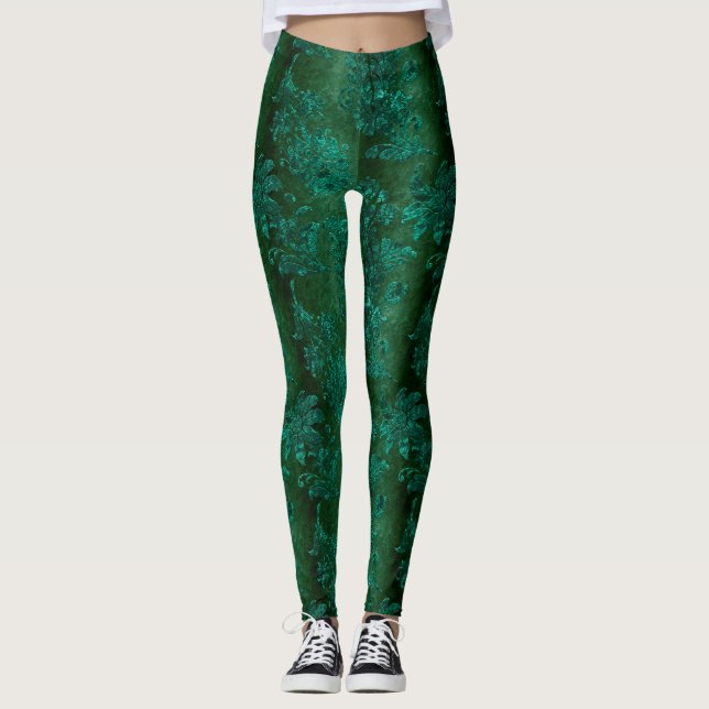 Teal Velvet-seriens design 4 Leggings (Framsida)