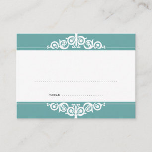 Teal Victorian bröllop eskort Placeringskort