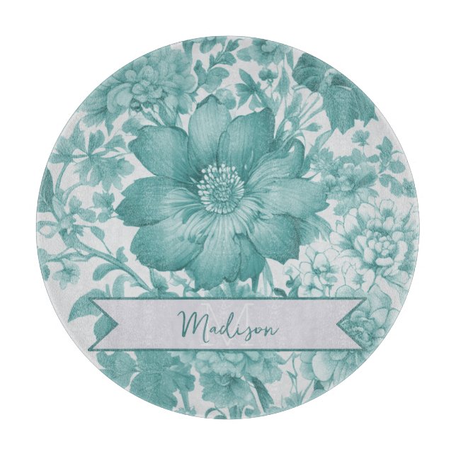 Teal Vintage Chinoiserie Blommigt Personlig (Framsidan)