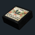Teal Vintage Luv Bird Lila Cherry Blommar Gren Minnesask<br><div class="desc">Anpassningsbar Designer-Smyckeskrin för bröllop Black Lacquer Personlig Designer eller Elegant för minneslåda Unik julklapp eller Valentines day-gåvor på årsdagen för Bröllop</div>