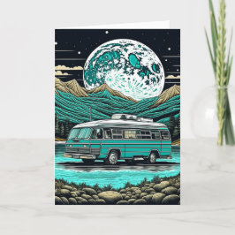 Teal Vintage RV Camper in Mountain Retro Kort