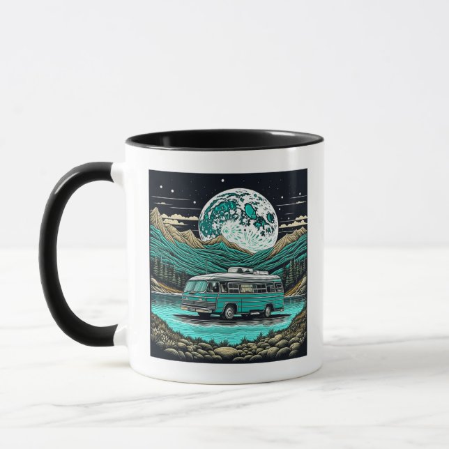 Teal Vintage RV Camper in Mountain Retro Mugg (Vänster)
