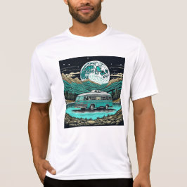 Teal Vintage RV Camper in Mountain Retro T Shirt