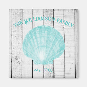 Teal Vintage Scallop Snäcka Magnet