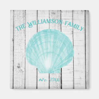 Teal Vintage Scallop Snäcka Magnet