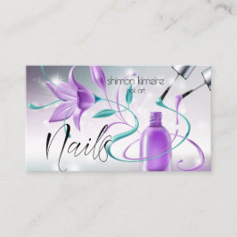 Teal & Violet Nail Artist Professionell Salon Spa Visitkort