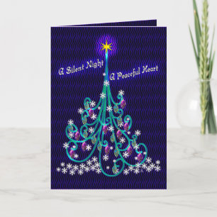 Teal & Violet Träd (Personlig Julafton Card) Helgkort