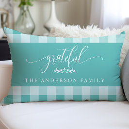 Teal & Vit Buffalo-rutnät Grateful Personlig Lumbarkudde