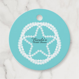 Teal Vit Pärl Stjärna Bröllop Bröllopsdusch Gåvor Etiketter
