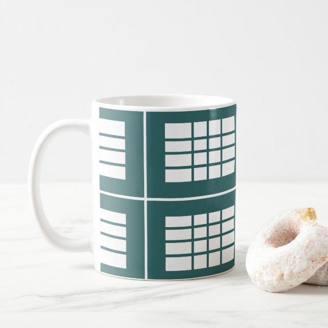 Teal vita ränder  kaffemugg (Med munk)