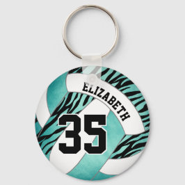 teal w zebra ränder accentflickor volleyball nyckelring