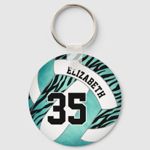 teal w zebra ränder accentflickor volleyball nyckelring
