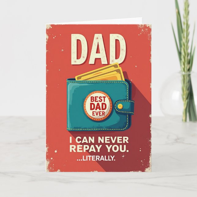 Teal Wallet Pappa Illustrationkort Kort (Framsida)