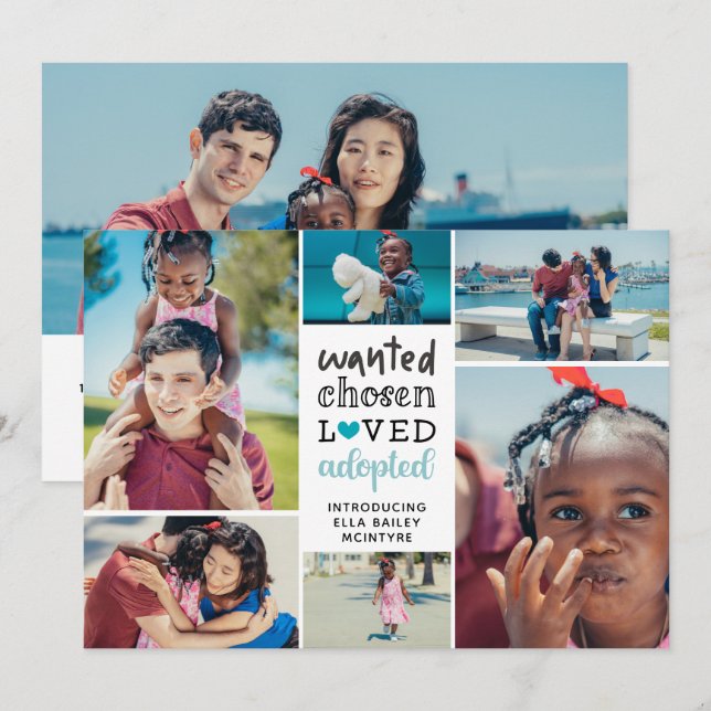 Teal Wanted valt Loved Antogs Photo Collage Meddelande (Fram/baksida)