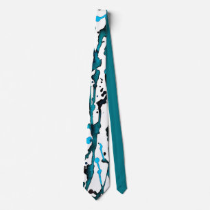 Teal Watercolor Abstrakt Necktie Slips