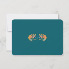 Teal Watercolor Art nouveau Bröllop OSA Card