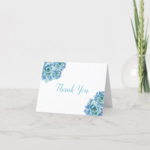 Teal Watercolor-Blommigt, vikt Tack Kort