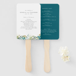 Teal Watercolor Botanical Bröllopsprogram