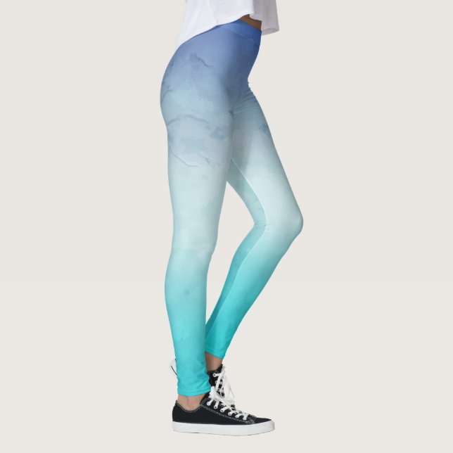 Teal Watercolor Leggings (Höger)