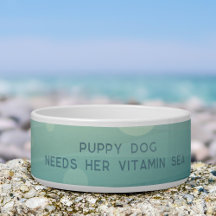 Teal Watercolor Merpup Vitamin Sea Hund Bowl